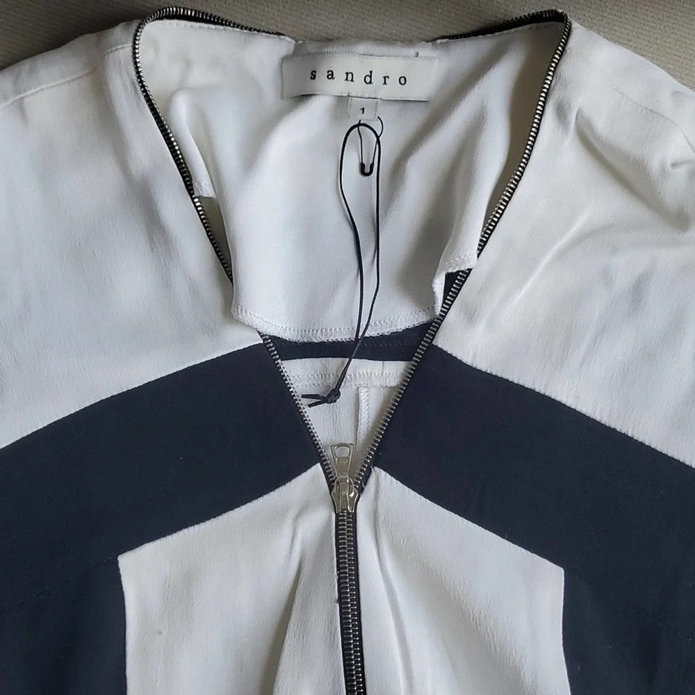 Sandro size S black and white zippered dress from Paris! - Picture 6 of 12